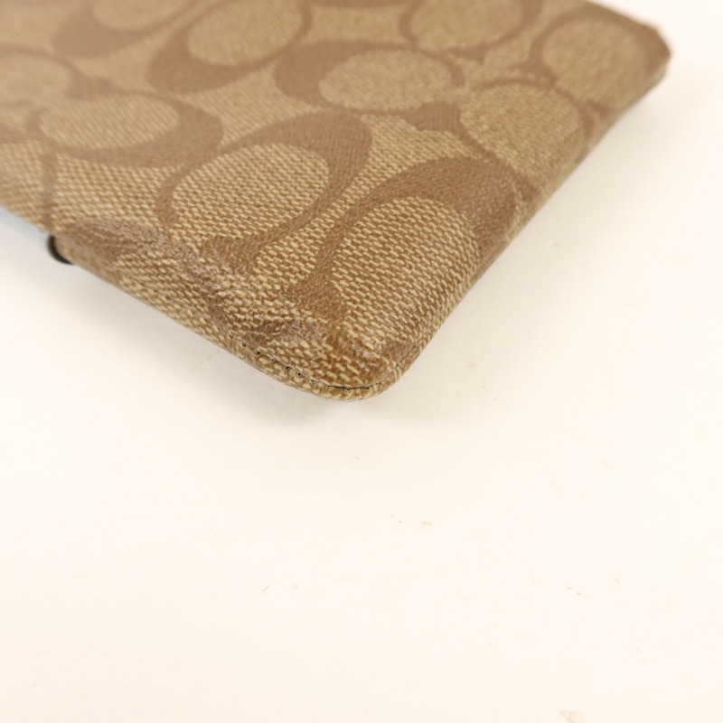 COACH 塗層帆布Corner Zip Wristlet金扣拉鏈錢包-9