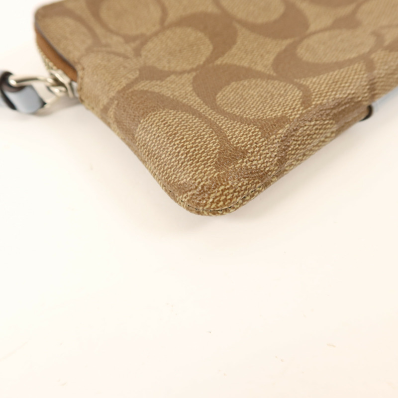 COACH 塗層帆布Corner Zip Wristlet金扣拉鏈錢包-10