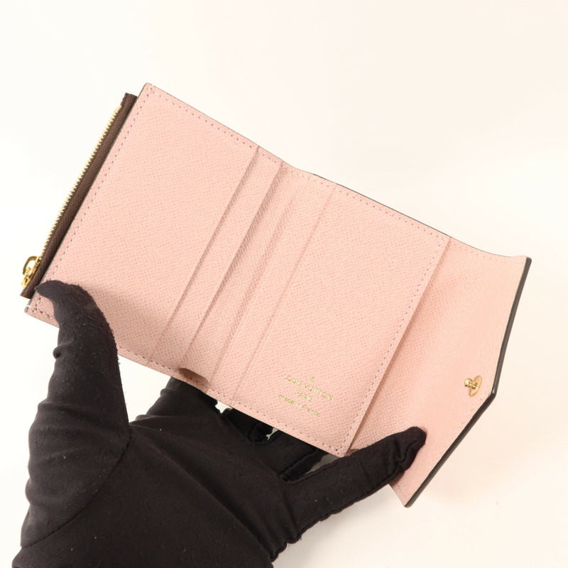 LOUIS VUITTON Monogram/牛皮皮革Zoe Wallet金扣錢包-4