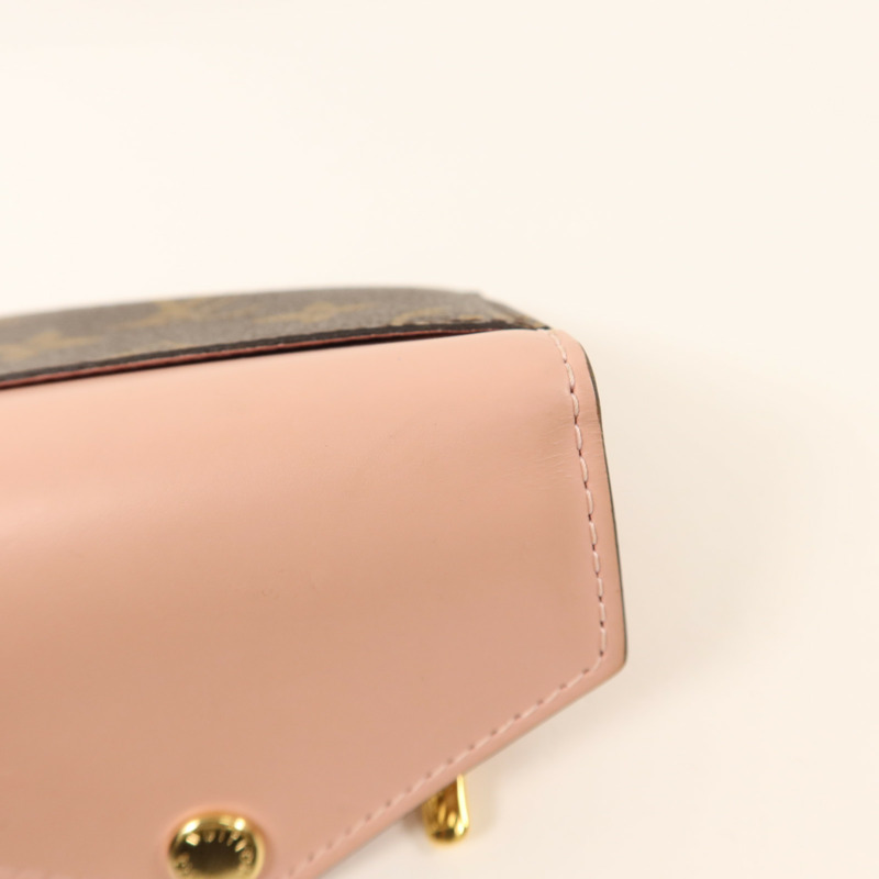 LOUIS VUITTON Monogram/牛皮皮革Zoe Wallet金扣錢包-15