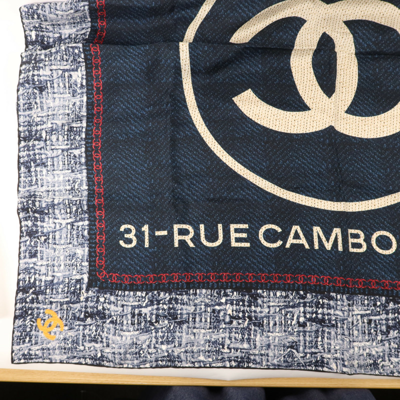 CHANEL 絲質Tweed Silk Scarf絲巾-4