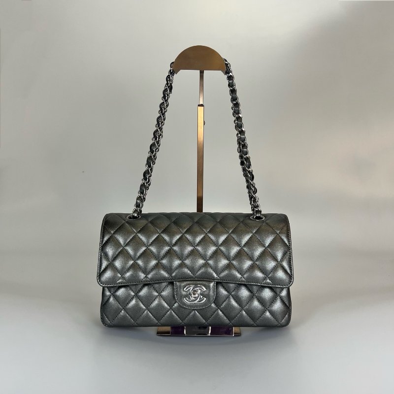 CHANEL CF25牛皮灰亮銀 AS0002/晶片款-1