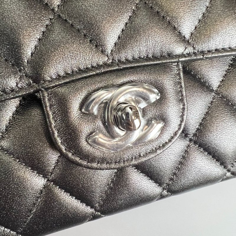CHANEL CF25牛皮灰亮銀 AS0002/晶片款-12