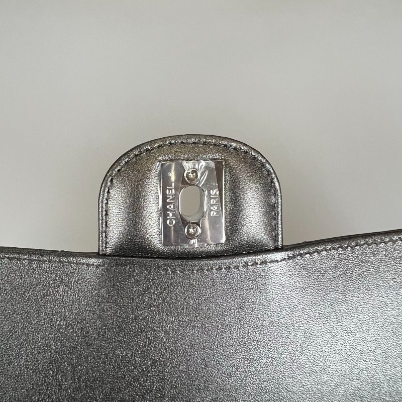 CHANEL CF25牛皮灰亮銀 AS0002/晶片款-14