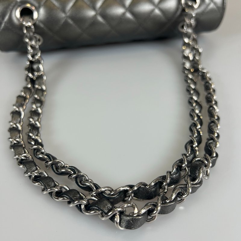 CHANEL CF25牛皮灰亮銀 AS0002/晶片款-15