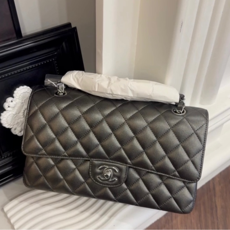 CHANEL CF25牛皮灰亮銀 AS0002/晶片款-0