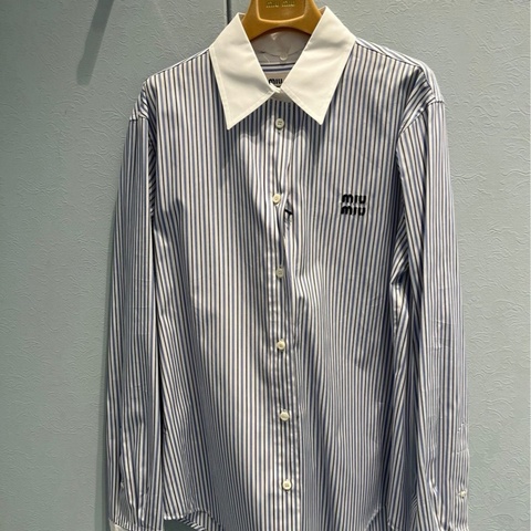 Miu Miu 女士 條紋府綢襯衫IT-38 IT-40 IT-42 IT-44碼