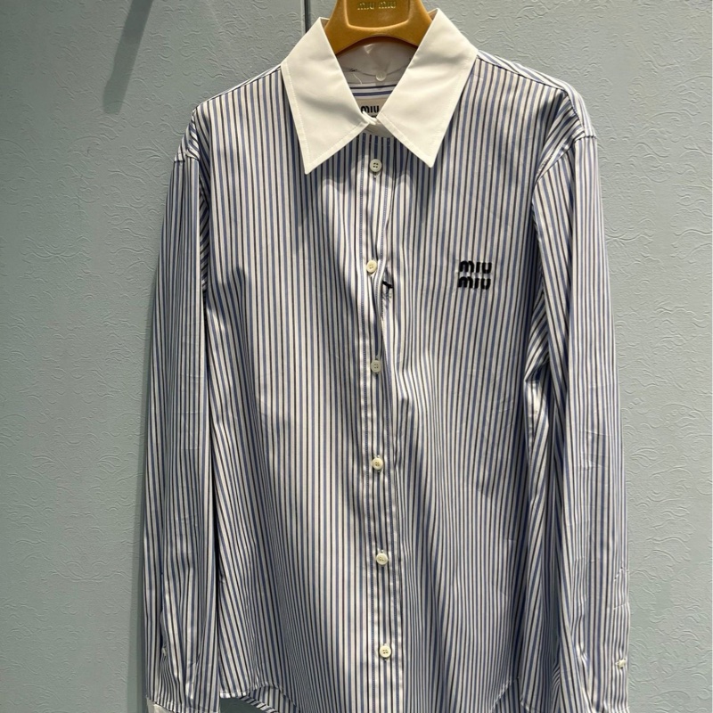 Miu Miu 女士 條紋府綢襯衫IT-38 IT-40 IT-42 IT-44碼-0