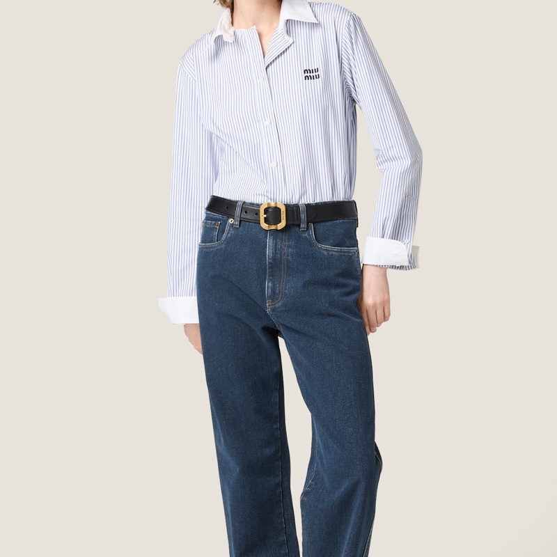 Miu Miu 女士 條紋府綢襯衫IT-38 IT-40 IT-42 IT-44碼-3