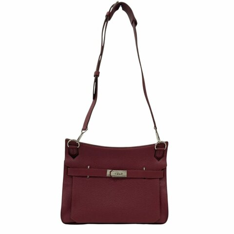 HERMÈS 愛馬仕 JYPSIÈRE 28 BAG 肩側背包 CLEMENCE 寶石紅 銀釦
