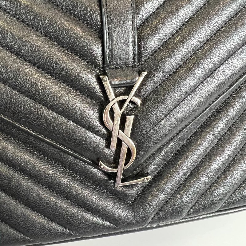YSL 428056 黑銀學院包-8