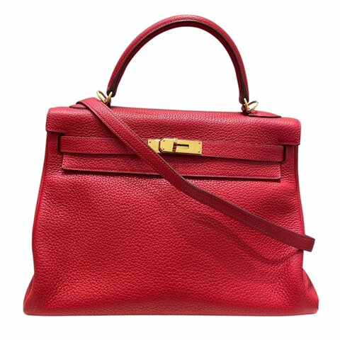 HERMES 愛馬仕 KELLY 32 凱莉包 內縫 TOGO皮革 紅色 金釦