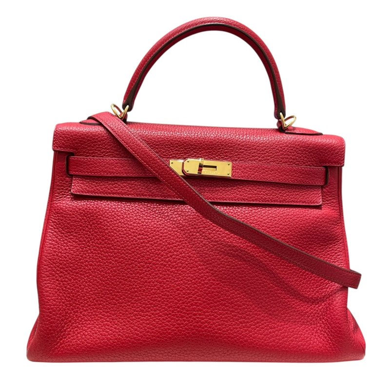 HERMES 愛馬仕 KELLY 32 凱莉包 內縫 TOGO皮革 紅色 金釦-0