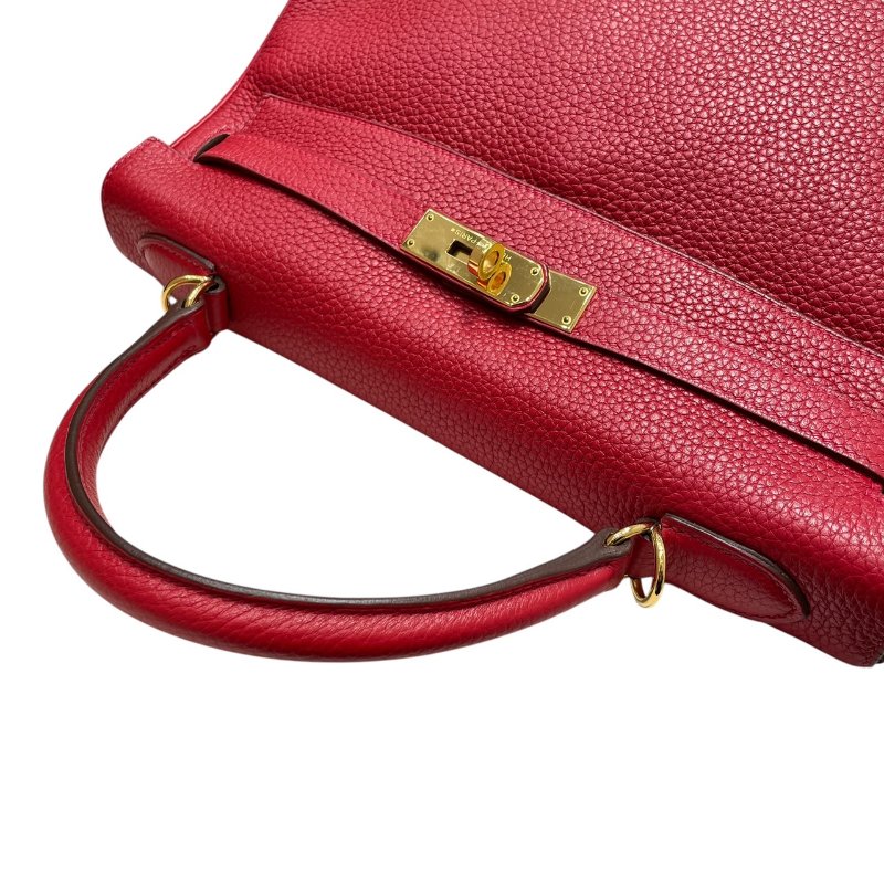HERMES 愛馬仕 KELLY 32 凱莉包 內縫 TOGO皮革 紅色 金釦-10