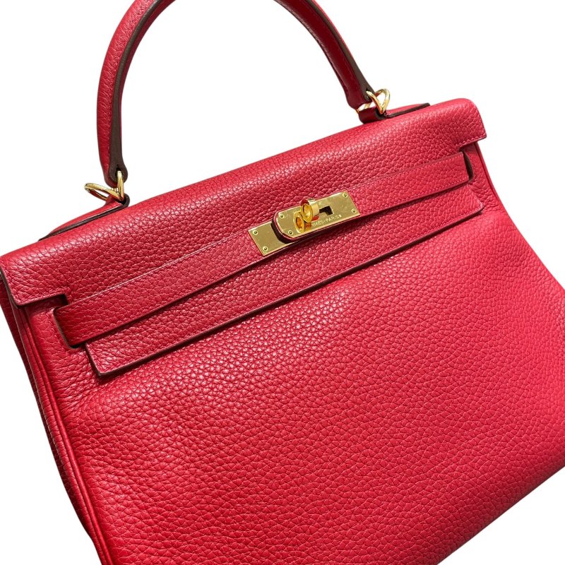 HERMES 愛馬仕 KELLY 32 凱莉包 內縫 TOGO皮革 紅色 金釦-11