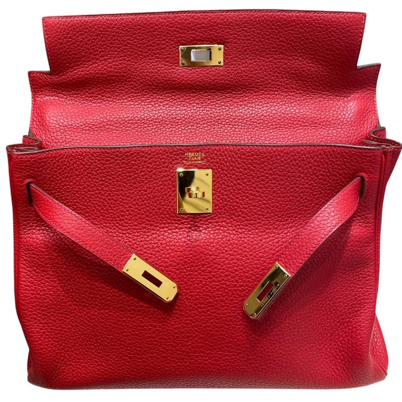 HERMES 愛馬仕 KELLY 32 凱莉包 內縫 TOGO皮革 紅色 金釦-12