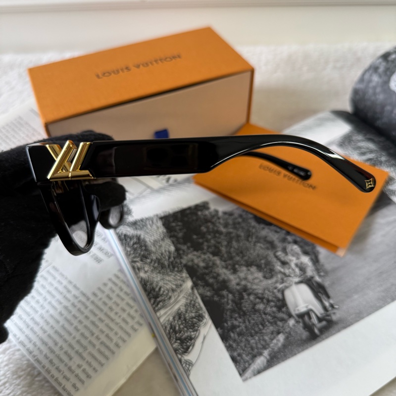 LV-GO14 金色標誌粗方框太陽眼鏡/墨鏡(黑色)-4