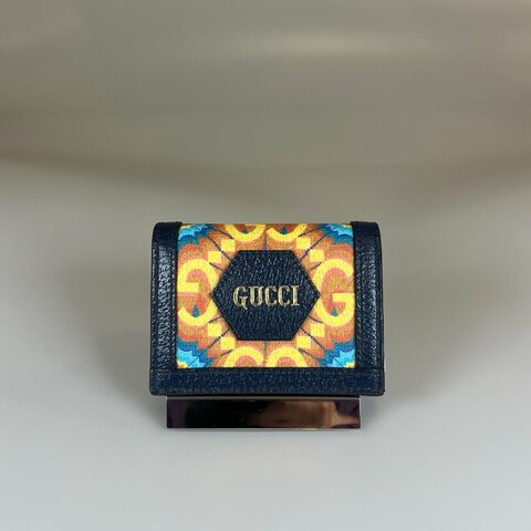GUCCI 676297 藍色季節款對開短夾