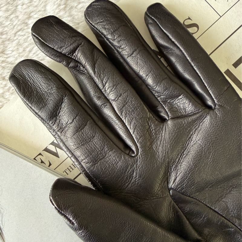 CC Logo 皮穿鍊設計小羊皮手套(7.5)(黑色)-7