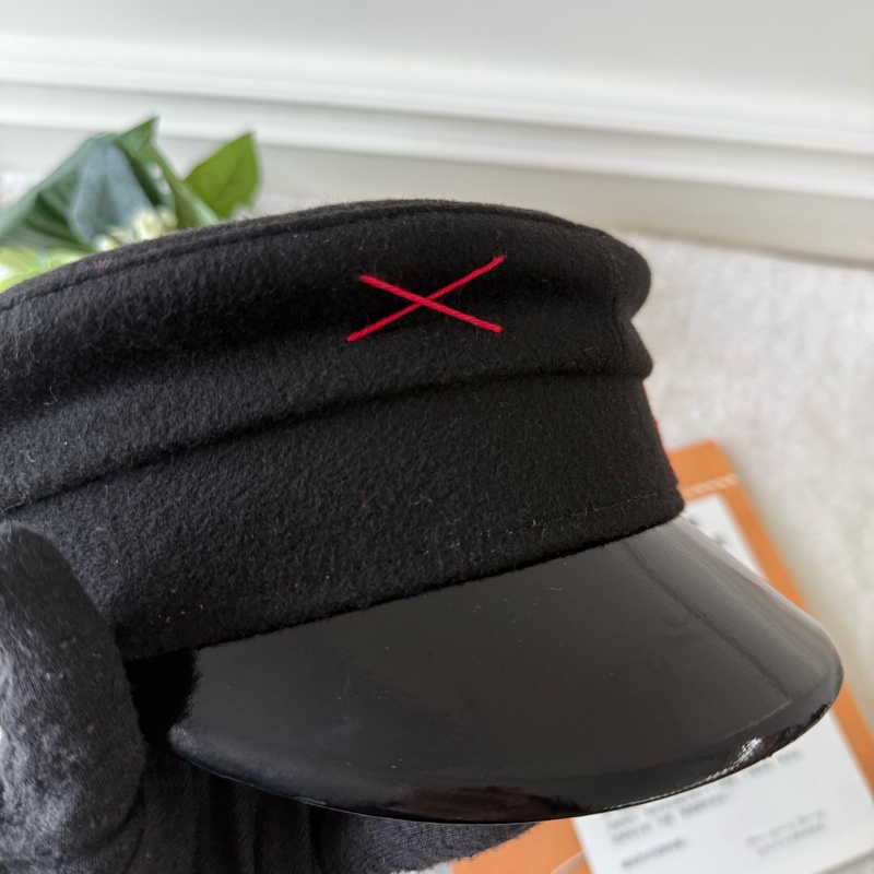 Ruslan Baginskiy 紅色縫線羊毛報童帽(黑色)-7