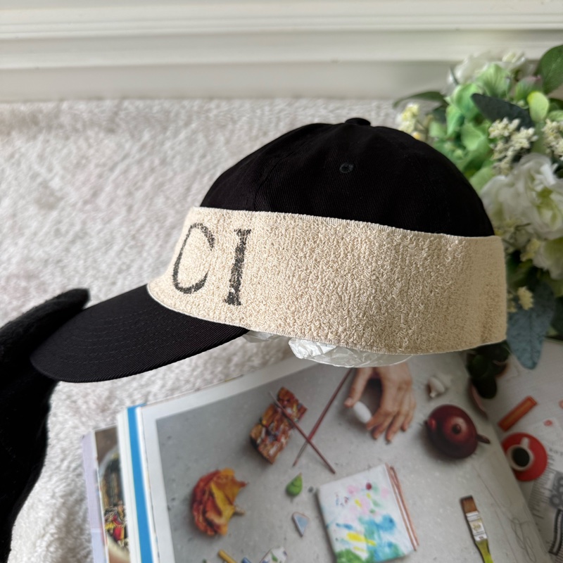 米白Logo 標誌棉質彈性鴨舌帽(黑色)-4