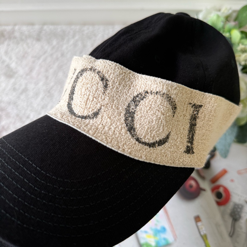 米白Logo 標誌棉質彈性鴨舌帽(黑色)-8