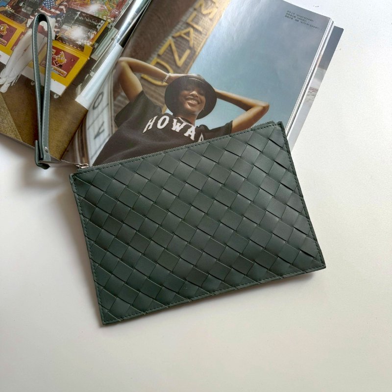 🎉喜歡簡約 外出必備 BV 灰藍色編織手拿包-0