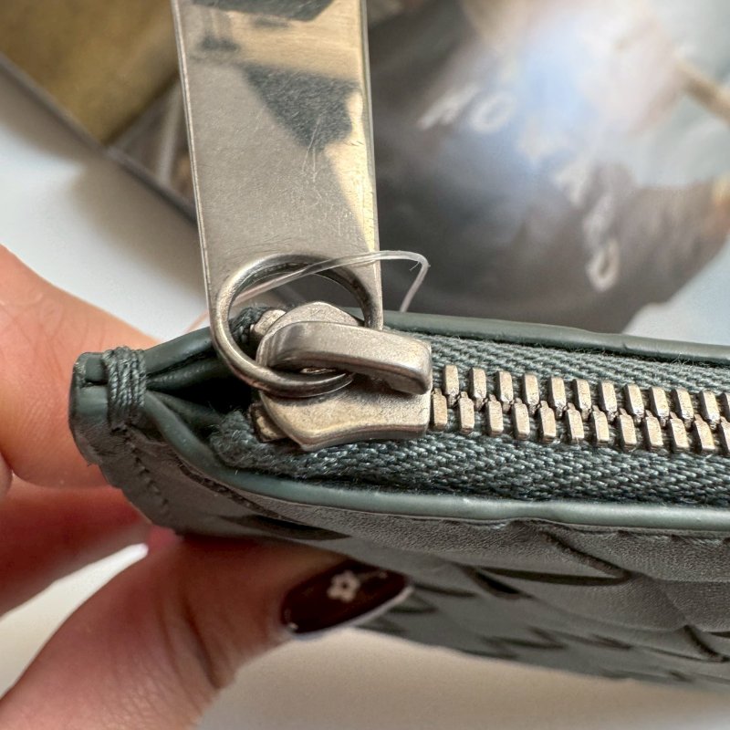 🎉喜歡簡約 外出必備 BV 灰藍色編織手拿包-4