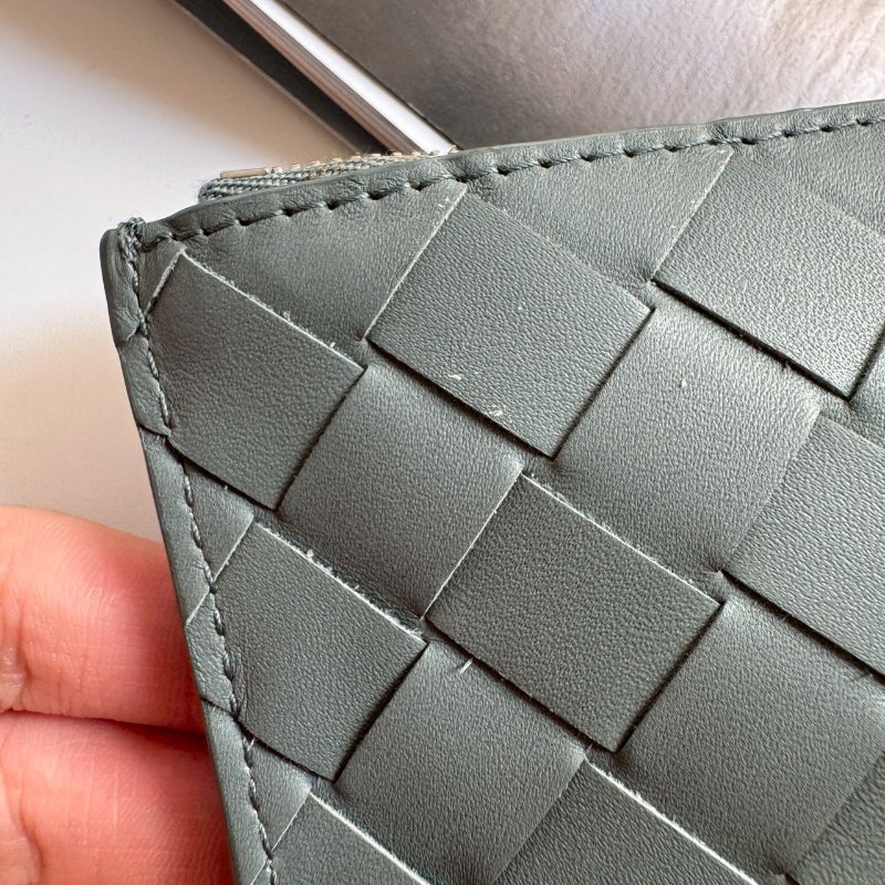 🎉喜歡簡約 外出必備 BV 灰藍色編織手拿包-9