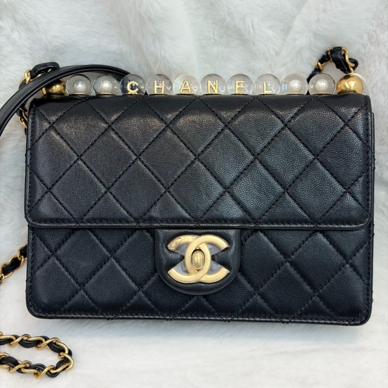CHANEL Chic Pearl Flap Bag 珍珠牛皮翻蓋單肩斜背包 XC145-1