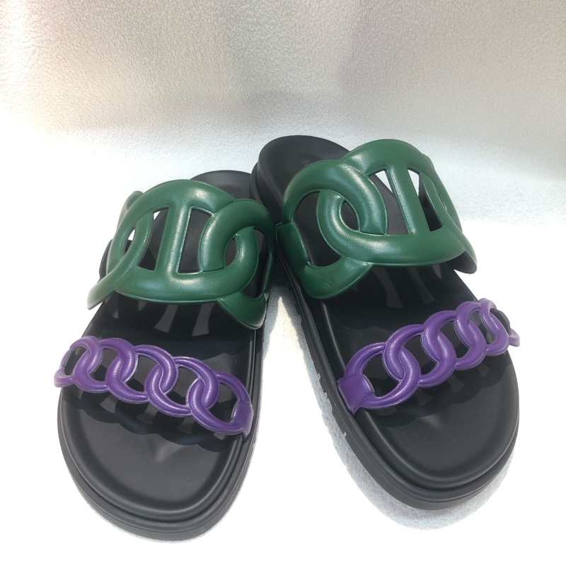 HERMÈS Extra sandal拼色豬鼻涼鞋 36 SIZE XC287-8