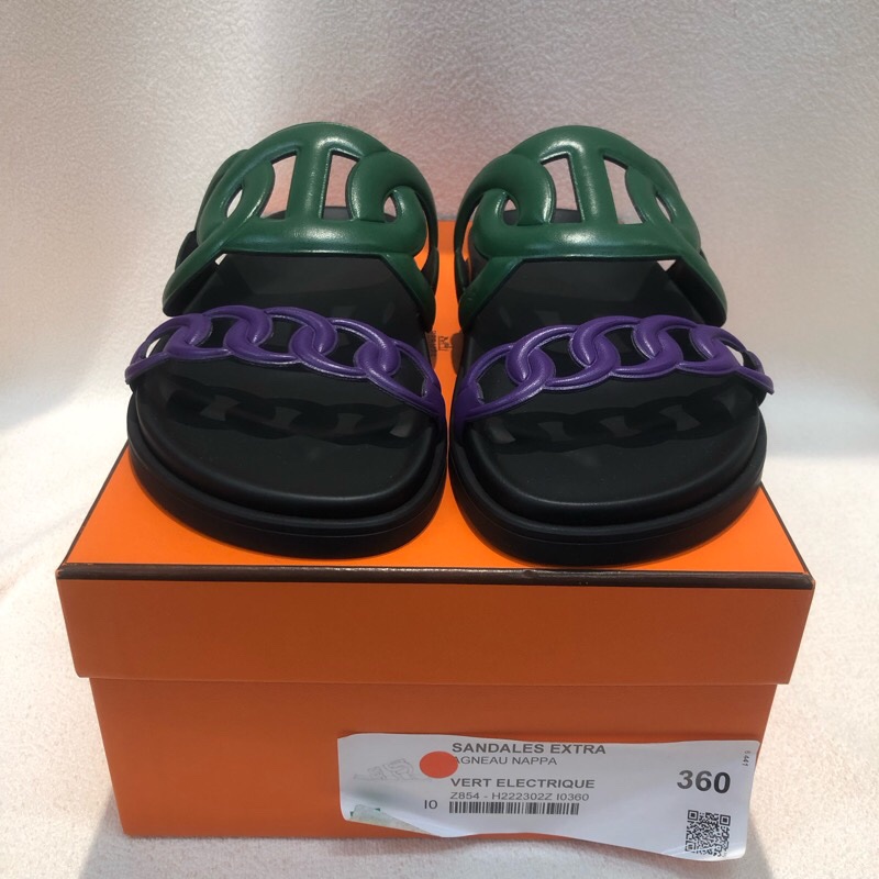 HERMÈS Extra sandal拼色豬鼻涼鞋 36 SIZE XC287-20