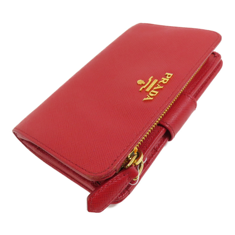 PRADA Saffiano皮革Middle Wallet金扣錢包-4