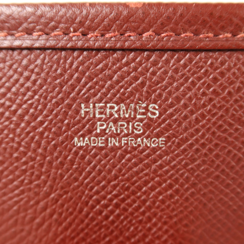 HERMES Epsom皮革Evelyne PM銀扣肩背袋Rouge H-5