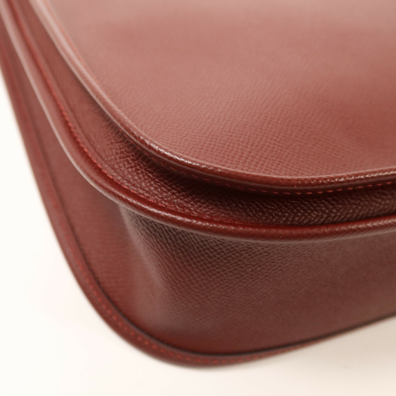 HERMES Epsom皮革Evelyne PM銀扣肩背袋Rouge H-12