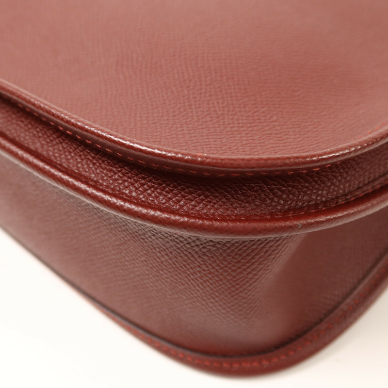 HERMES Epsom皮革Evelyne PM銀扣肩背袋Rouge H-13
