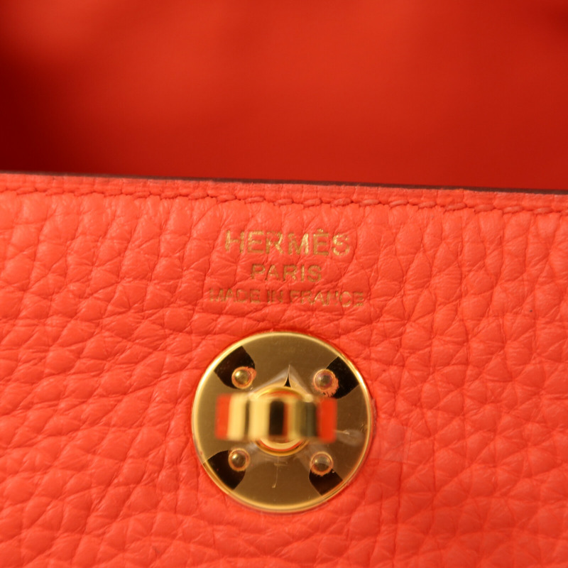 HERMES Clemence皮革Mini Lindy金扣肩背袋Rose Texas-5