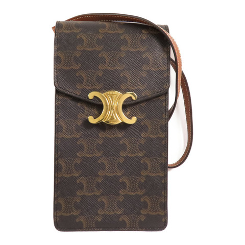 CELINE Trionphe帆布Phone Pouch金扣肩背袋