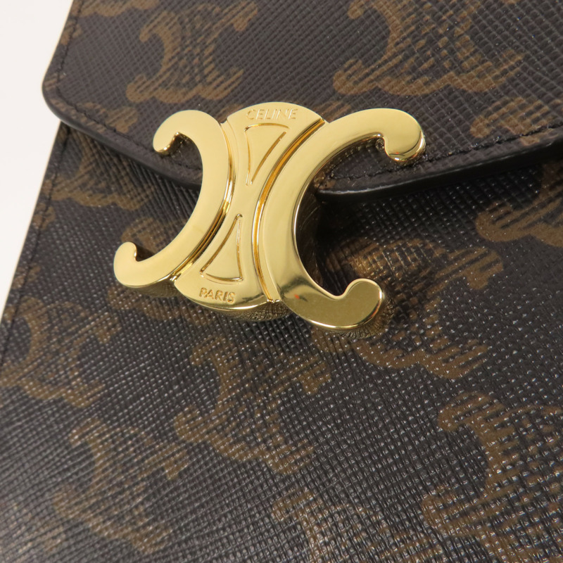 CELINE Trionphe帆布Phone Pouch金扣肩背袋-4
