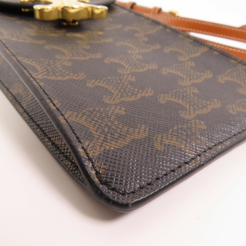 CELINE Trionphe帆布Phone Pouch金扣肩背袋-5