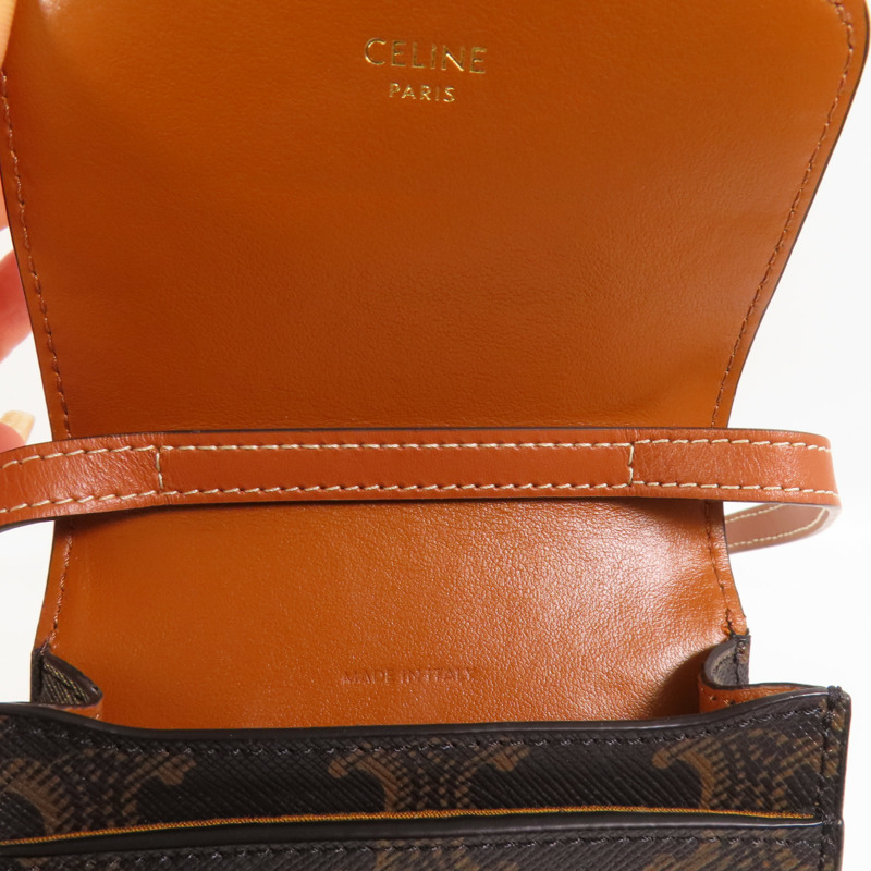 CELINE Trionphe帆布Phone Pouch金扣肩背袋-9