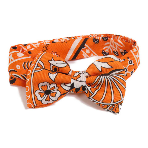 HERMES 絲質Bowtie銀扣領結