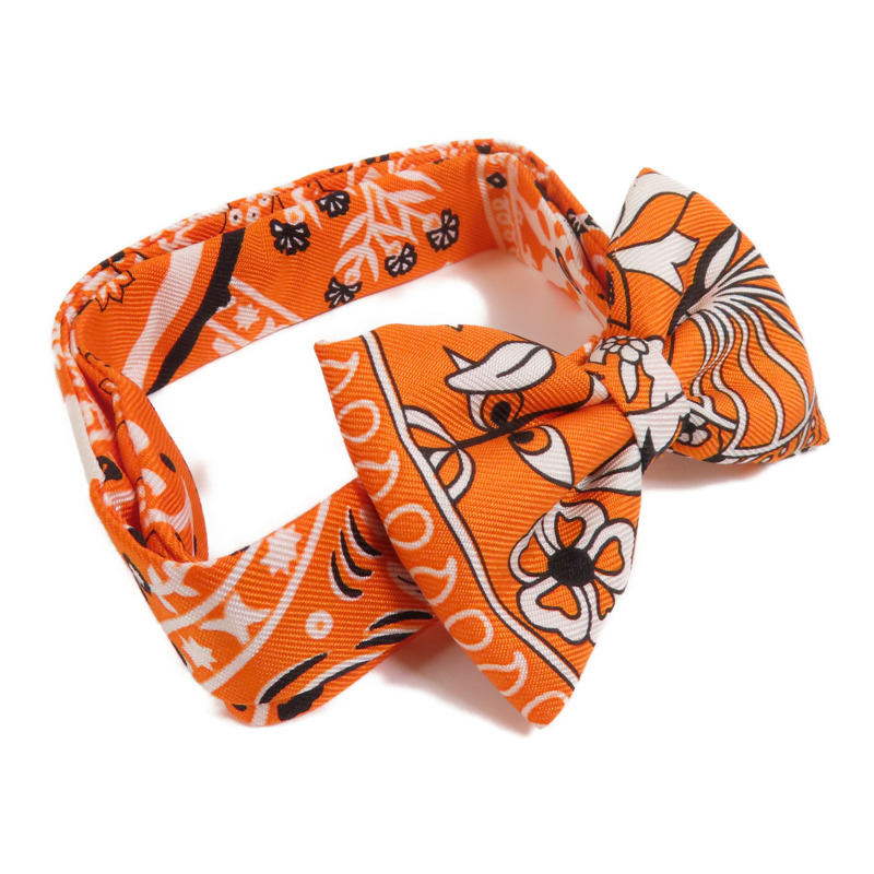 HERMES 絲質Bowtie銀扣領結-3