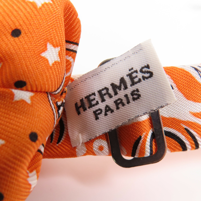 HERMES 絲質Bowtie銀扣領結-6