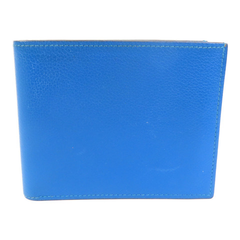 HERMES Evercolor皮革Citizen Twill Compact Wallet短錢包Bleu Hydra