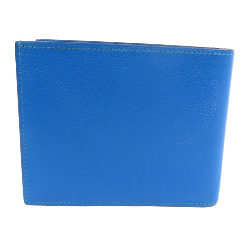 HERMES Evercolor皮革Citizen Twill Compact Wallet短錢包Bleu Hydra-1