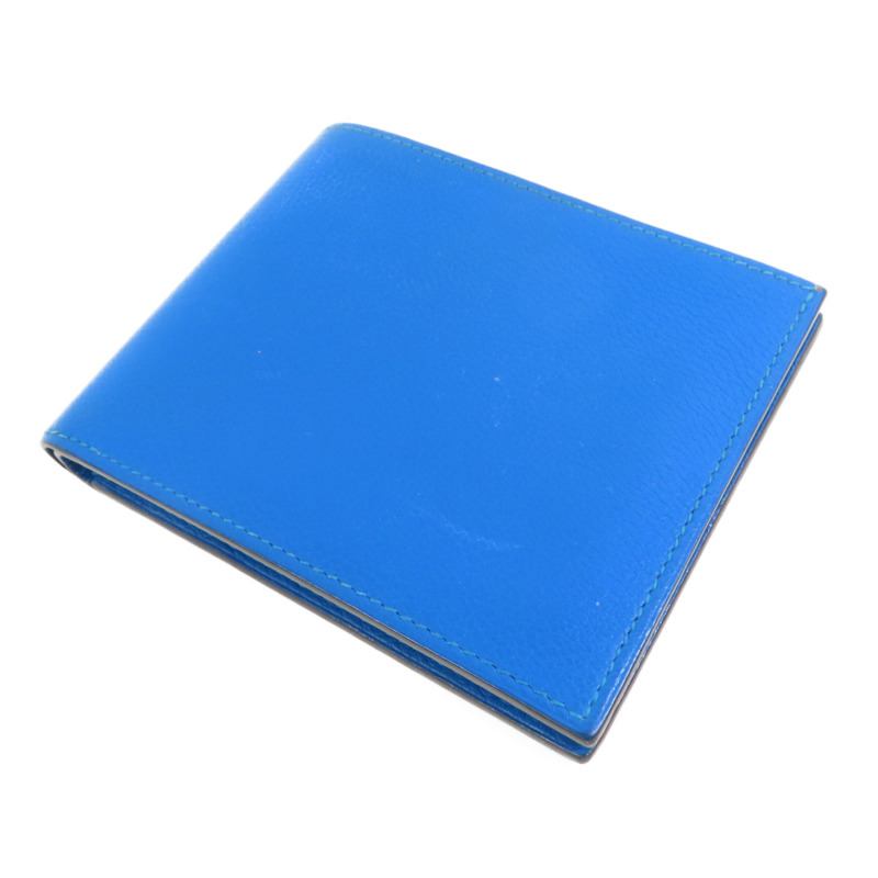 HERMES Evercolor皮革Citizen Twill Compact Wallet短錢包Bleu Hydra-2