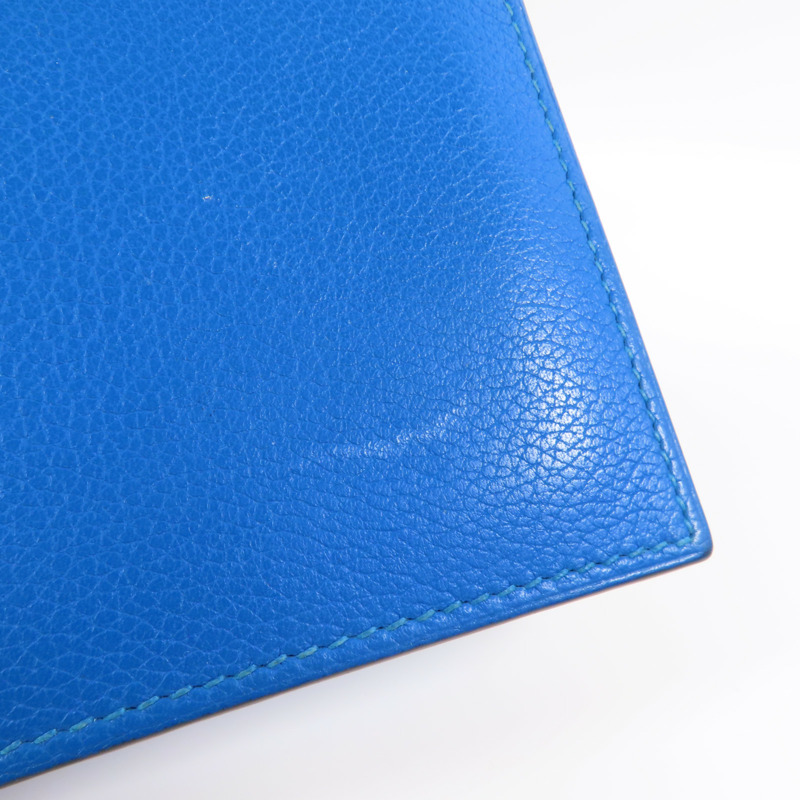 HERMES Evercolor皮革Citizen Twill Compact Wallet短錢包Bleu Hydra-4