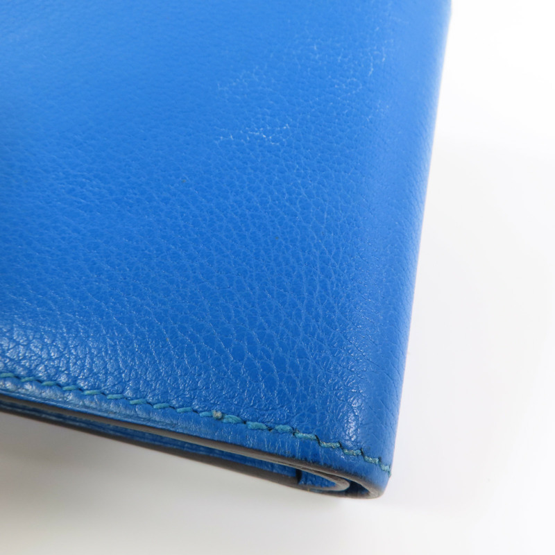 HERMES Evercolor皮革Citizen Twill Compact Wallet短錢包Bleu Hydra-7