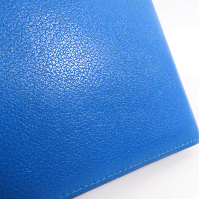 HERMES Evercolor皮革Citizen Twill Compact Wallet短錢包Bleu Hydra-10